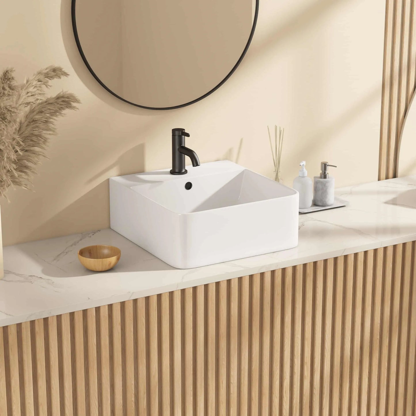 Turner Rectangular Wall-Mount Ceramic Bathroom Sink in White Available in Sizes