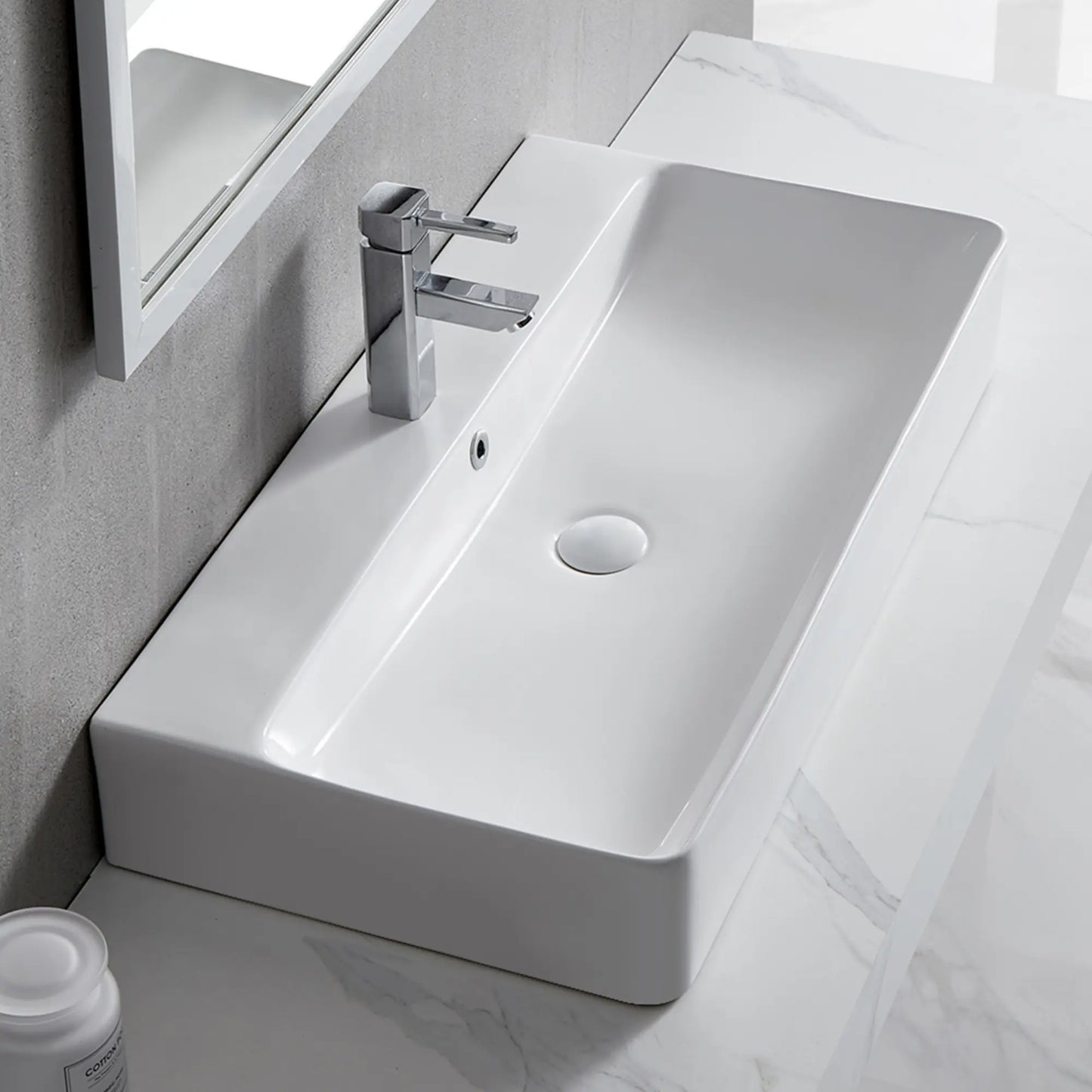 Turner 32" x 16" Vitreous China Rectangular Wall Mount/Vessel Bathroom Sink with Overflow