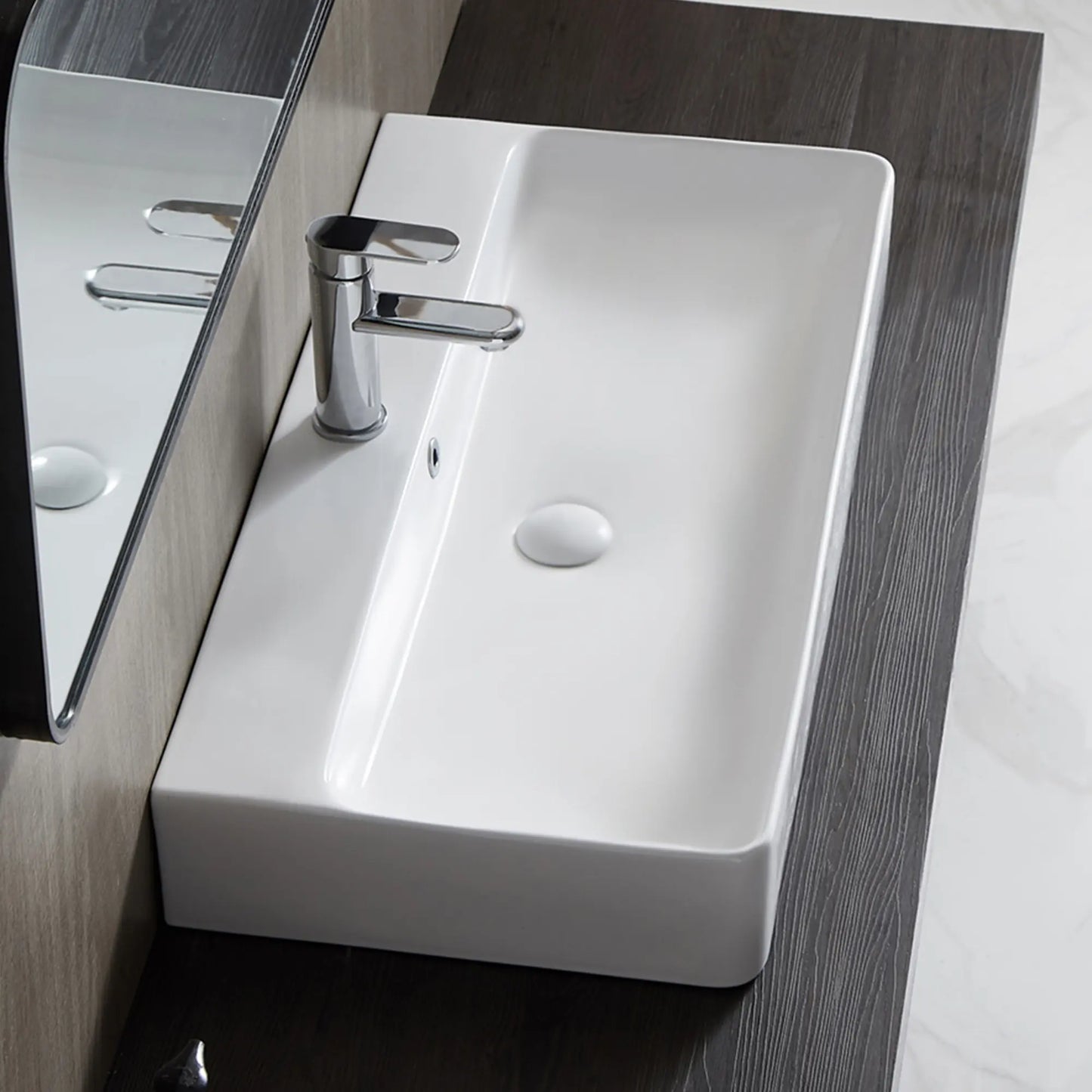 Turner 32" x 16" Vitreous China Rectangular Wall Mount/Vessel Bathroom Sink with Overflow