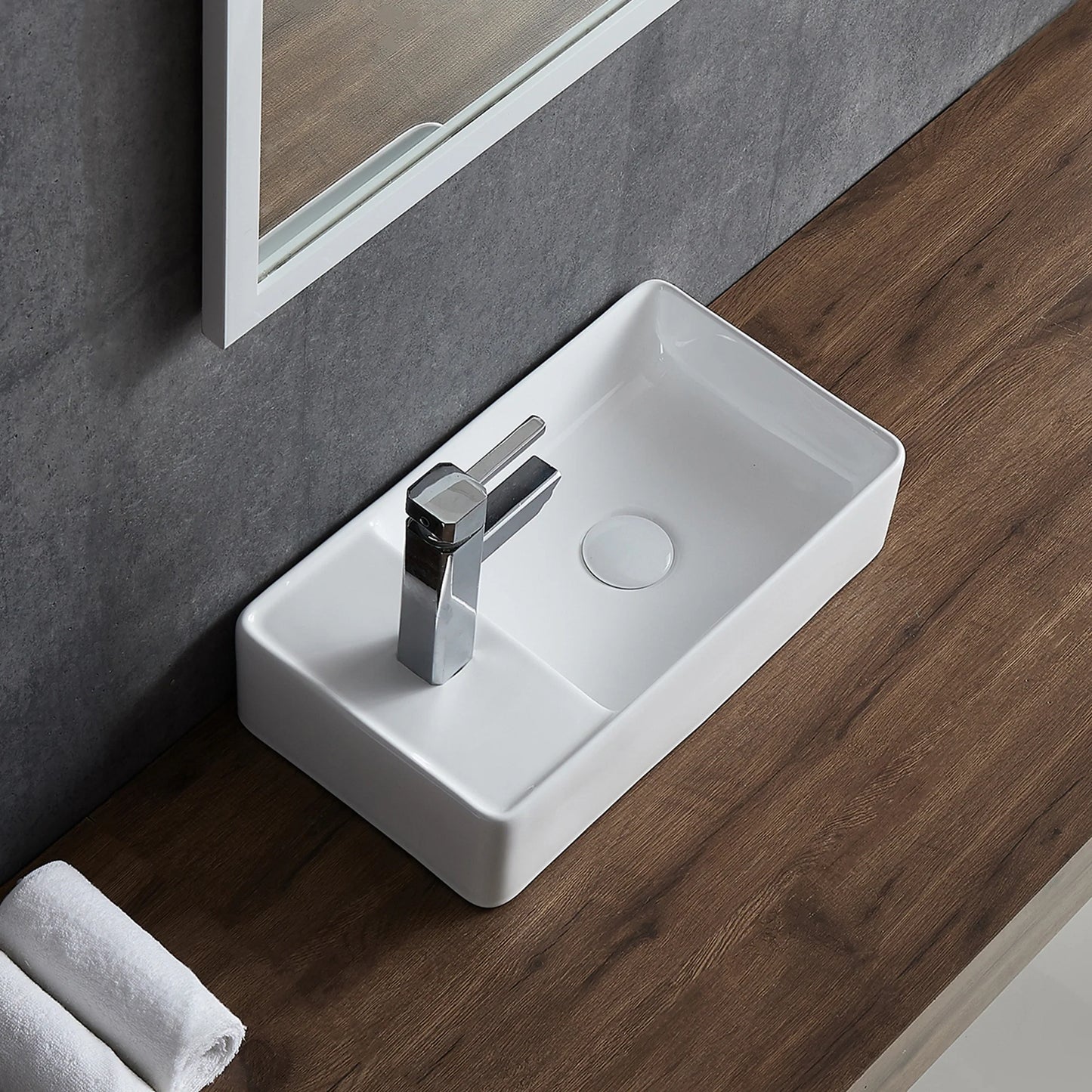 Turner 18" x 10" White Ceramic Rectangular Wall Mount & Vessel Bathroom Sink