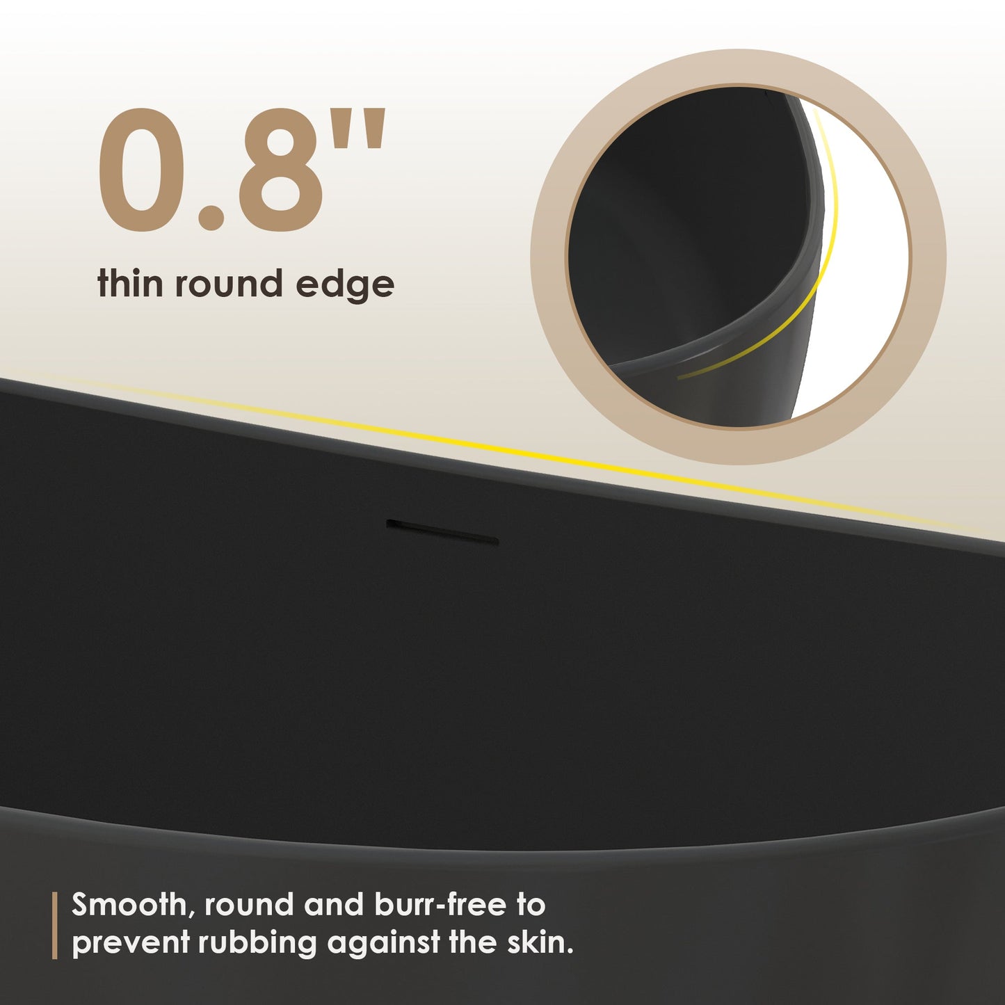 Giselle 65" x 34" Freestanding Solid Surface Soaking Bathtub with Drain and Integrated Overflow