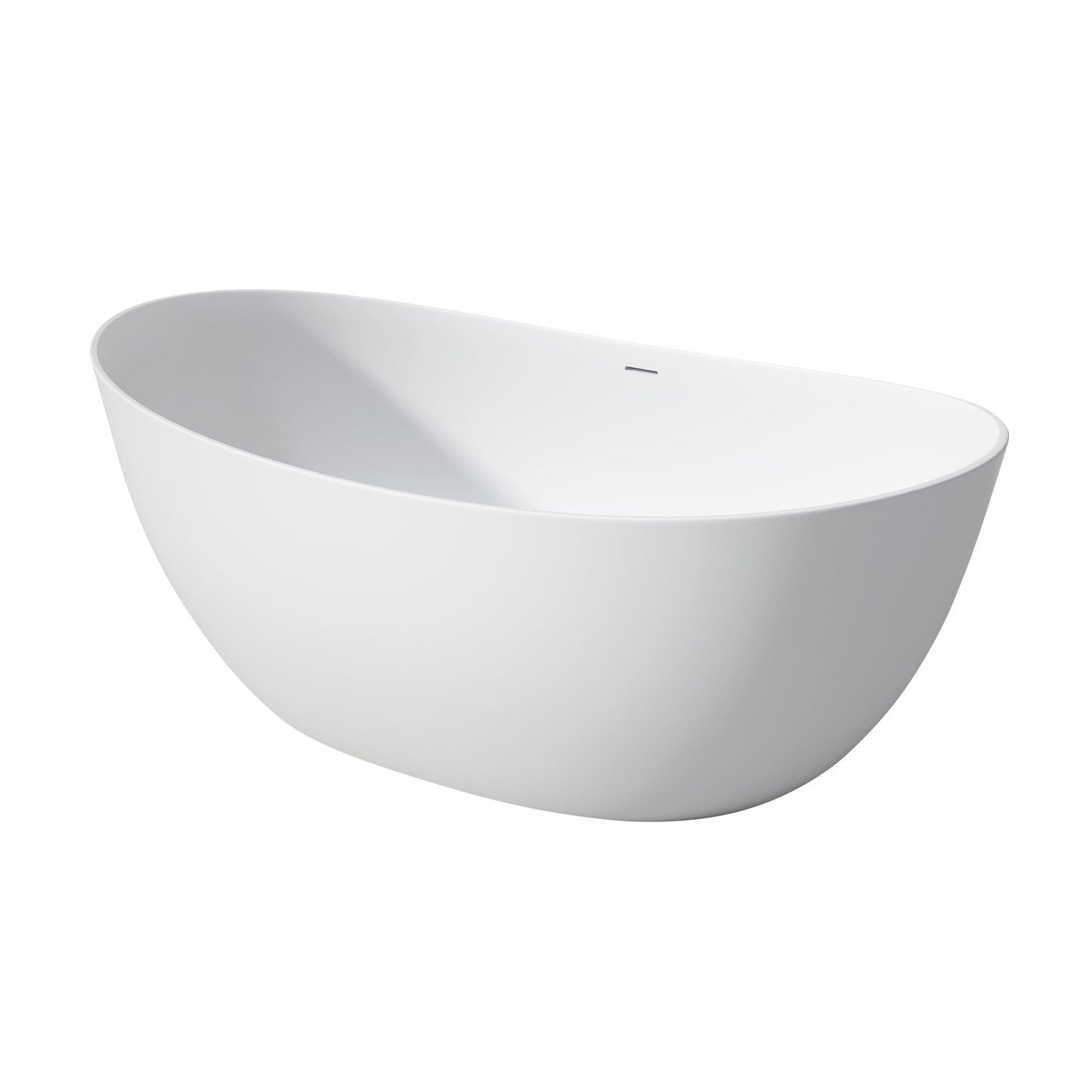 Giselle 65" x 34" Freestanding Solid Surface Soaking Bathtub with Drain and Integrated Overflow