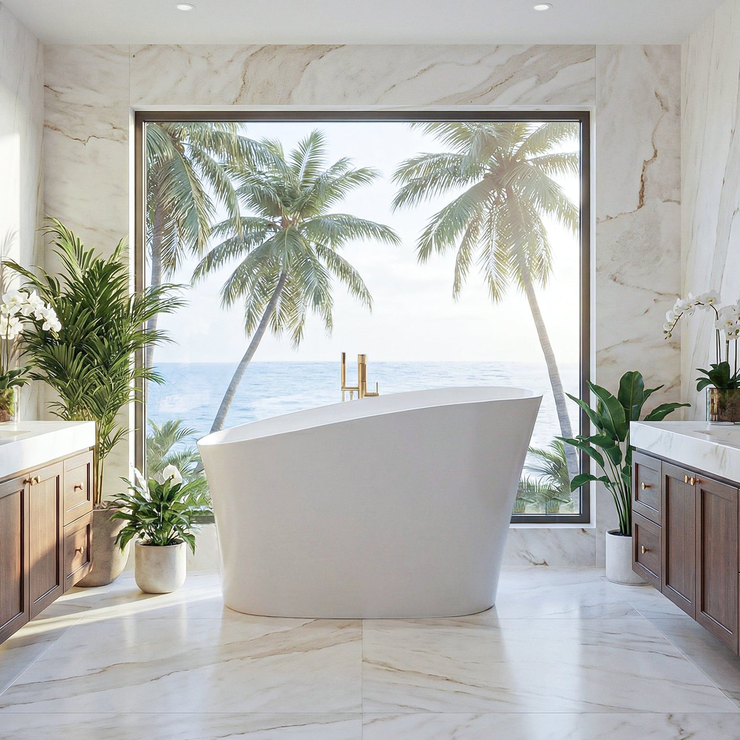 Pierre 51" x 29" Freestanding Solid Surface Japanese Soaking Bathtub in Matte White with Seat