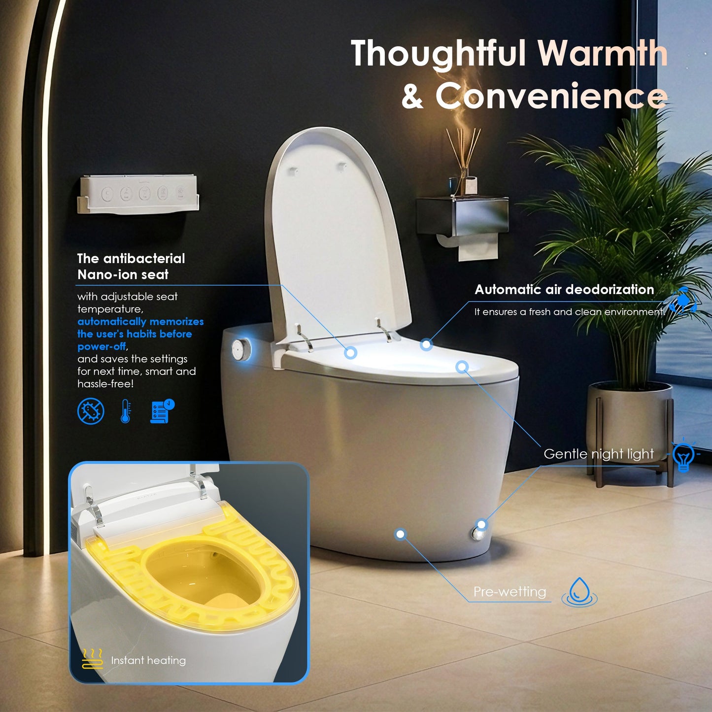 Natalie Smart Toilet with Tank Flush Bidet Wash