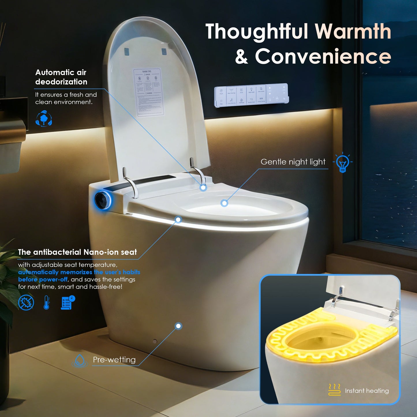 Marcel Smart Toilet with Tankless Flush & Bidet Wash