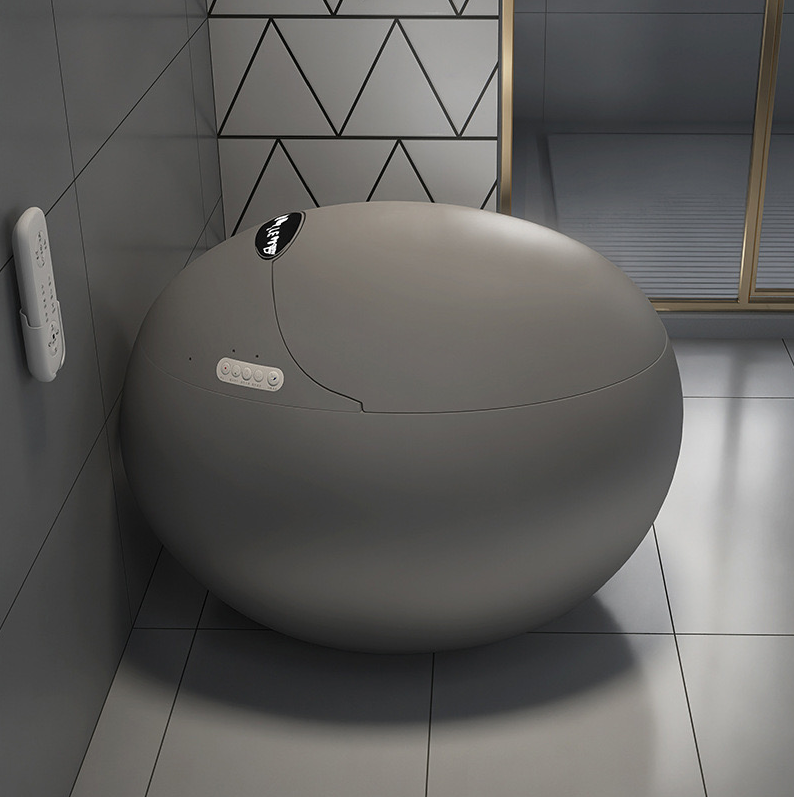 Minimalist Ceramic Egg Smart Toilet in Matte Grey – Advanced Intelligent Bidet System