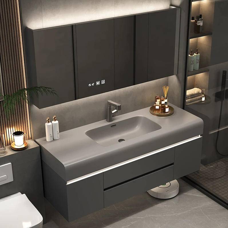 Modern Luxury Villa Bathroom Set With Cabinets & Smart Mirror
