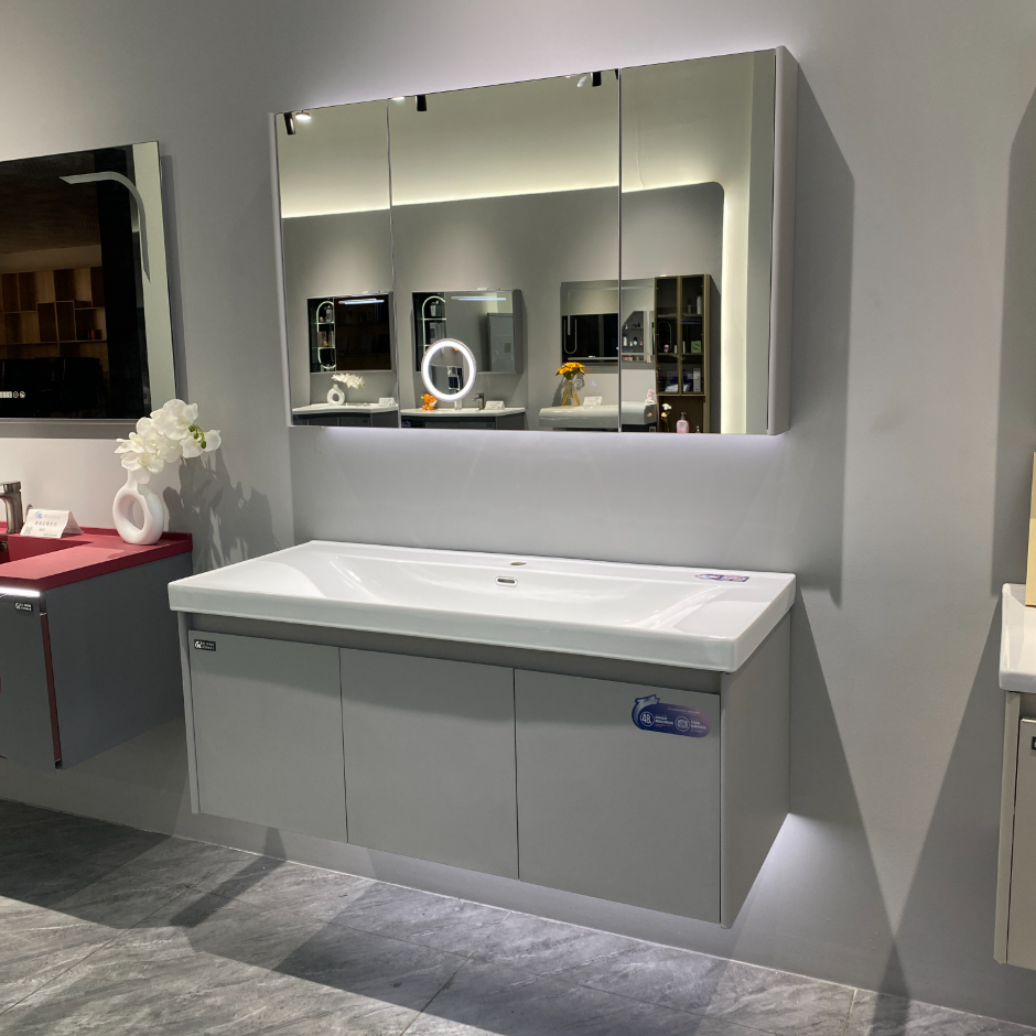 Luxury Modern 120cm Vanity with Ceramic Basin Sink and LED Defogger Mirror | Bathroom Vanity Set