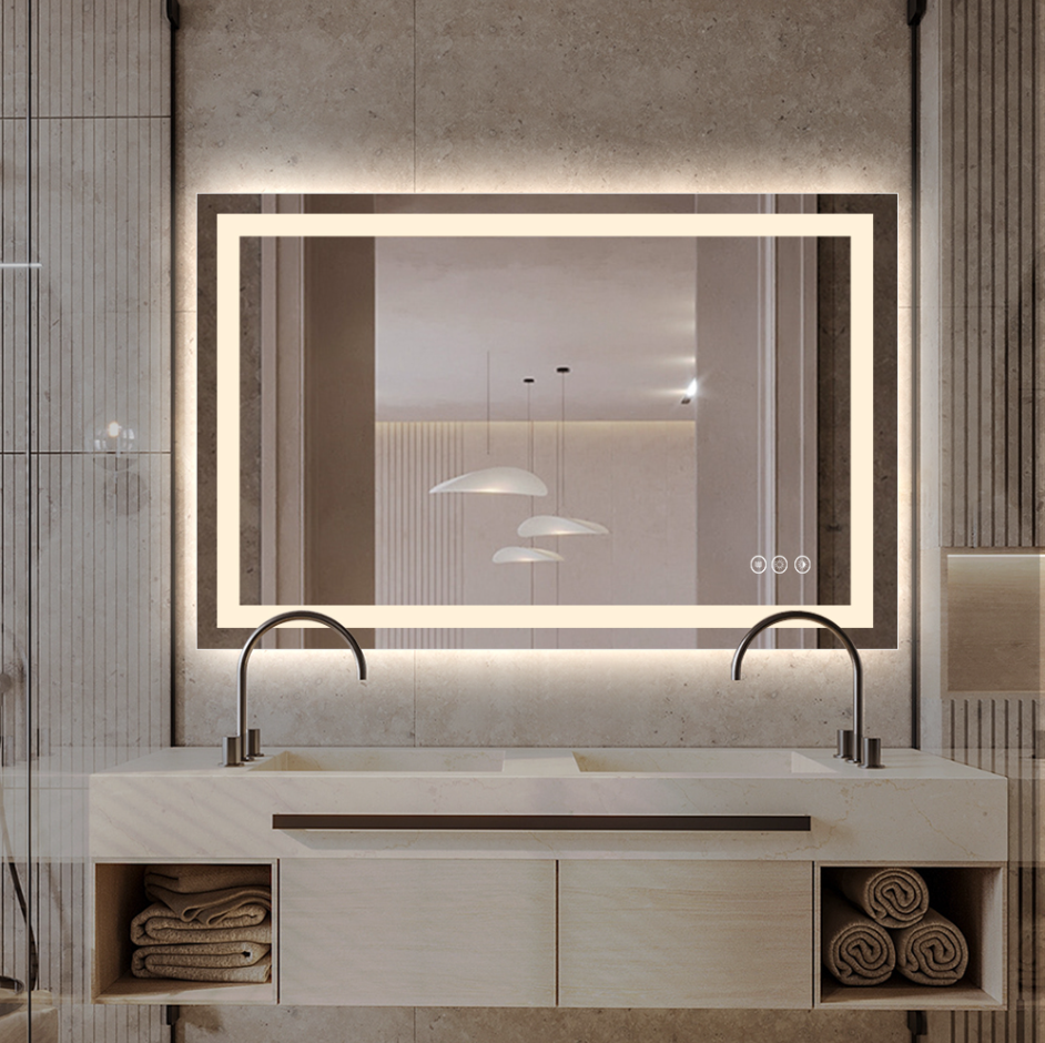 9.53 × 39.37 Inches Modern Home & LED Mirror with Anti-Fog Features | Touch Screen Dimming Light Function