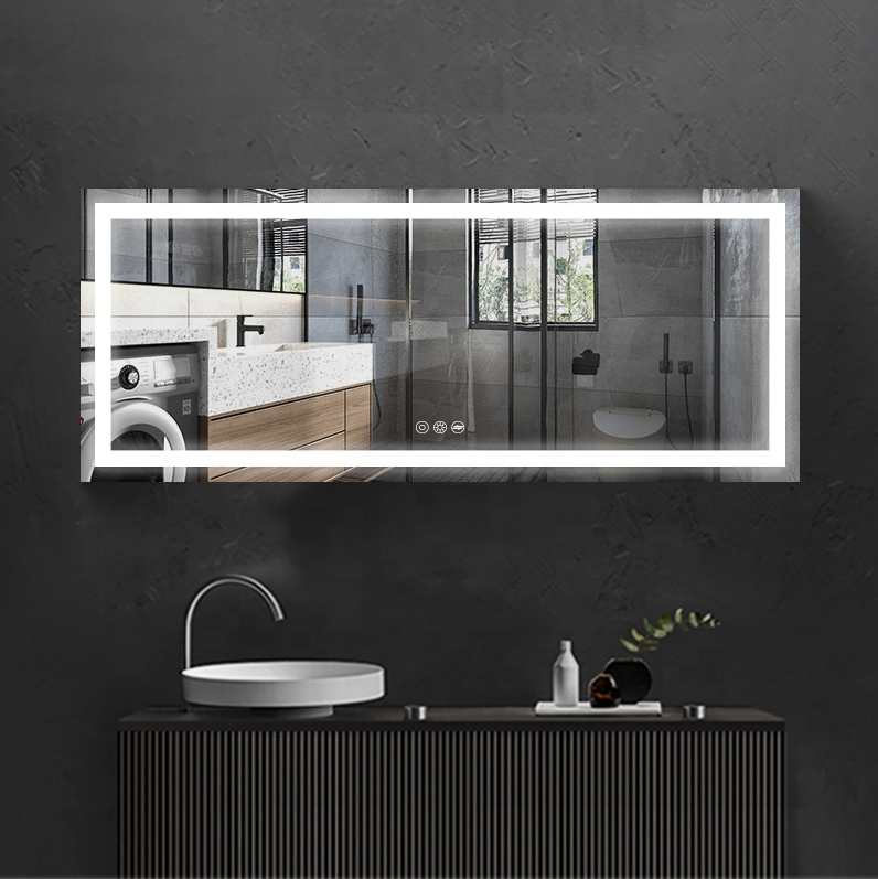 32 x 24 Inch Frameless Rectangle Backlit Mirror | Defogger & Touch Screen Bathroom LED Mirror