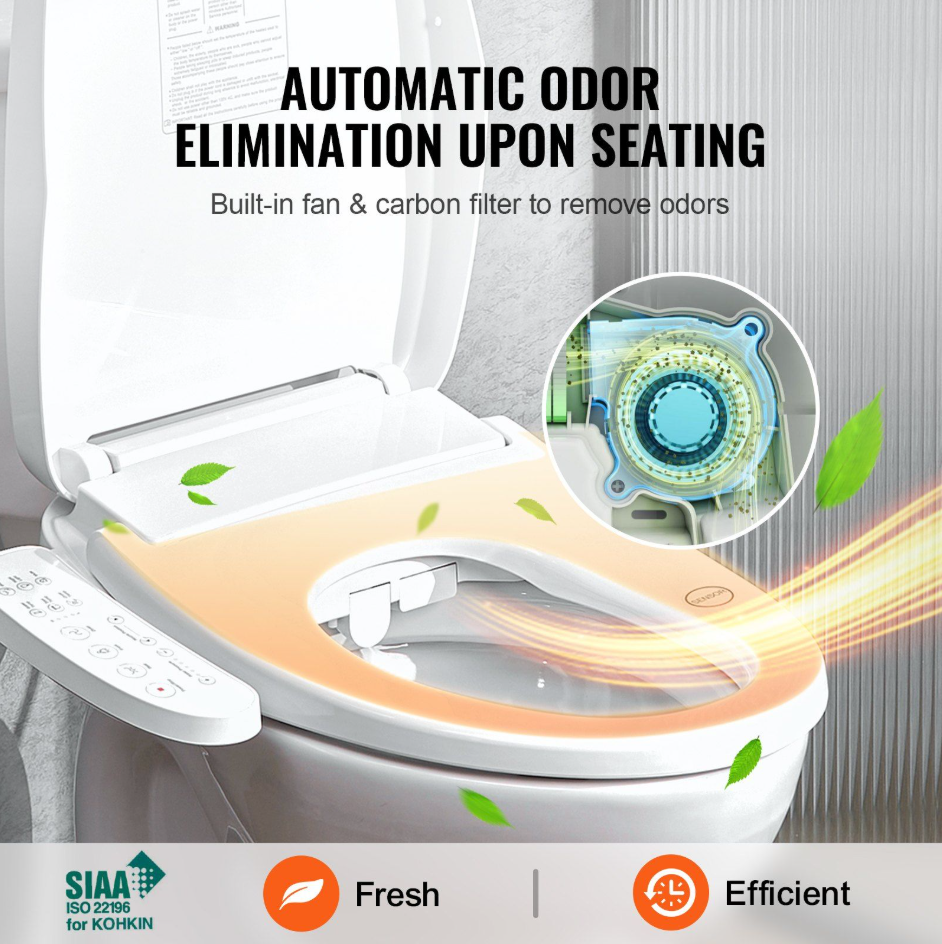 Electric Smart Heated Bidet Toilet Seat | Side Arm Control | Elongated Design
