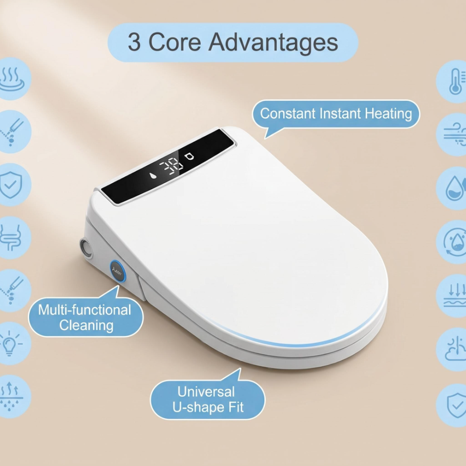 Elongated V-Shape Intelligent Toilet Seat OEM/ODM Support | Smart Bidet Seat