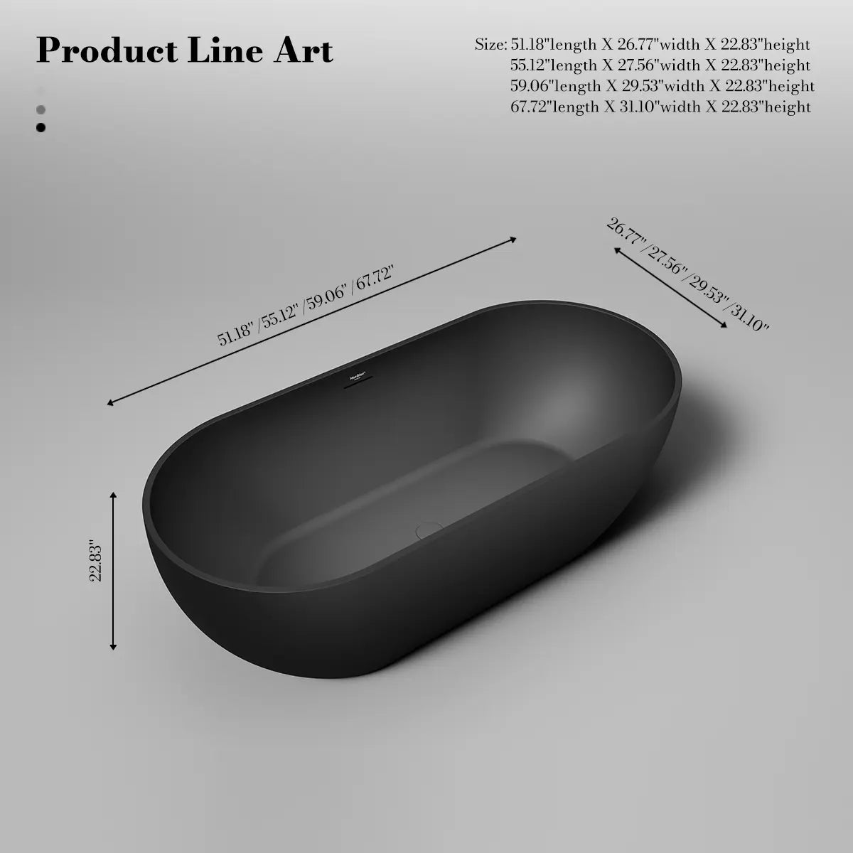 51.2-67.7 Inch MonBlari Acrylic Freestanding Bathtub