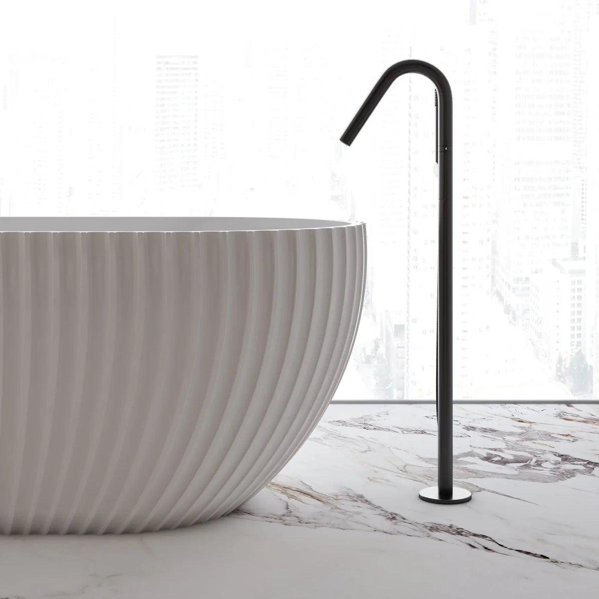 67 Inch MonBlari Acrylic Freestanding Bathtub Fluted | Glossy White