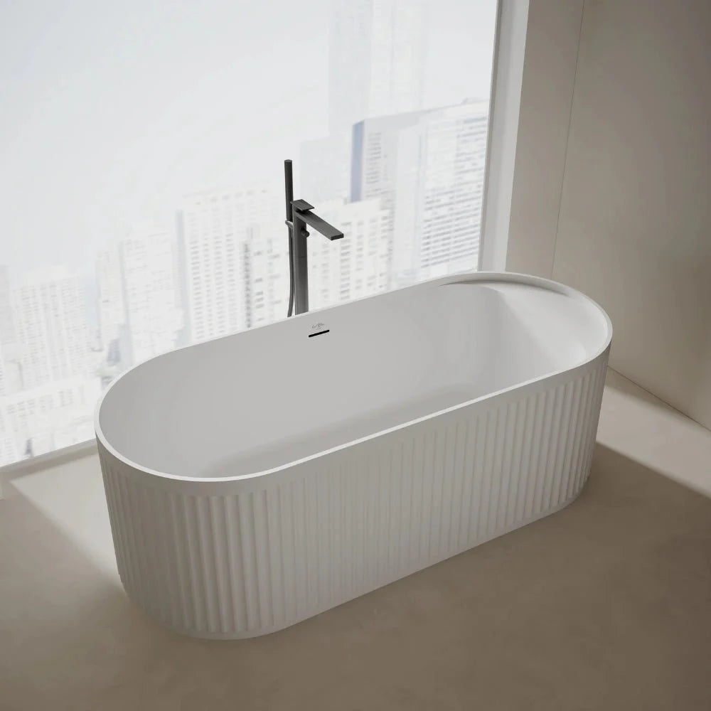 67 Inch MonBlari Solid Surface Freestanding Bathtub | Rounded