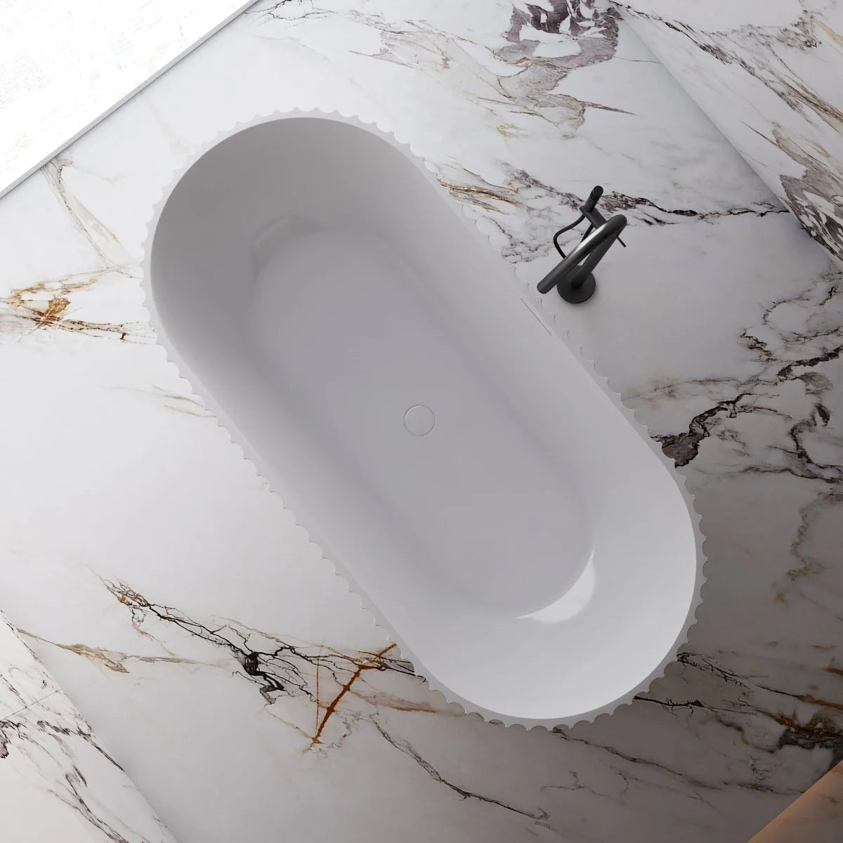 67 Inch MonBlari Acrylic Freestanding Bathtub Fluted | Glossy White