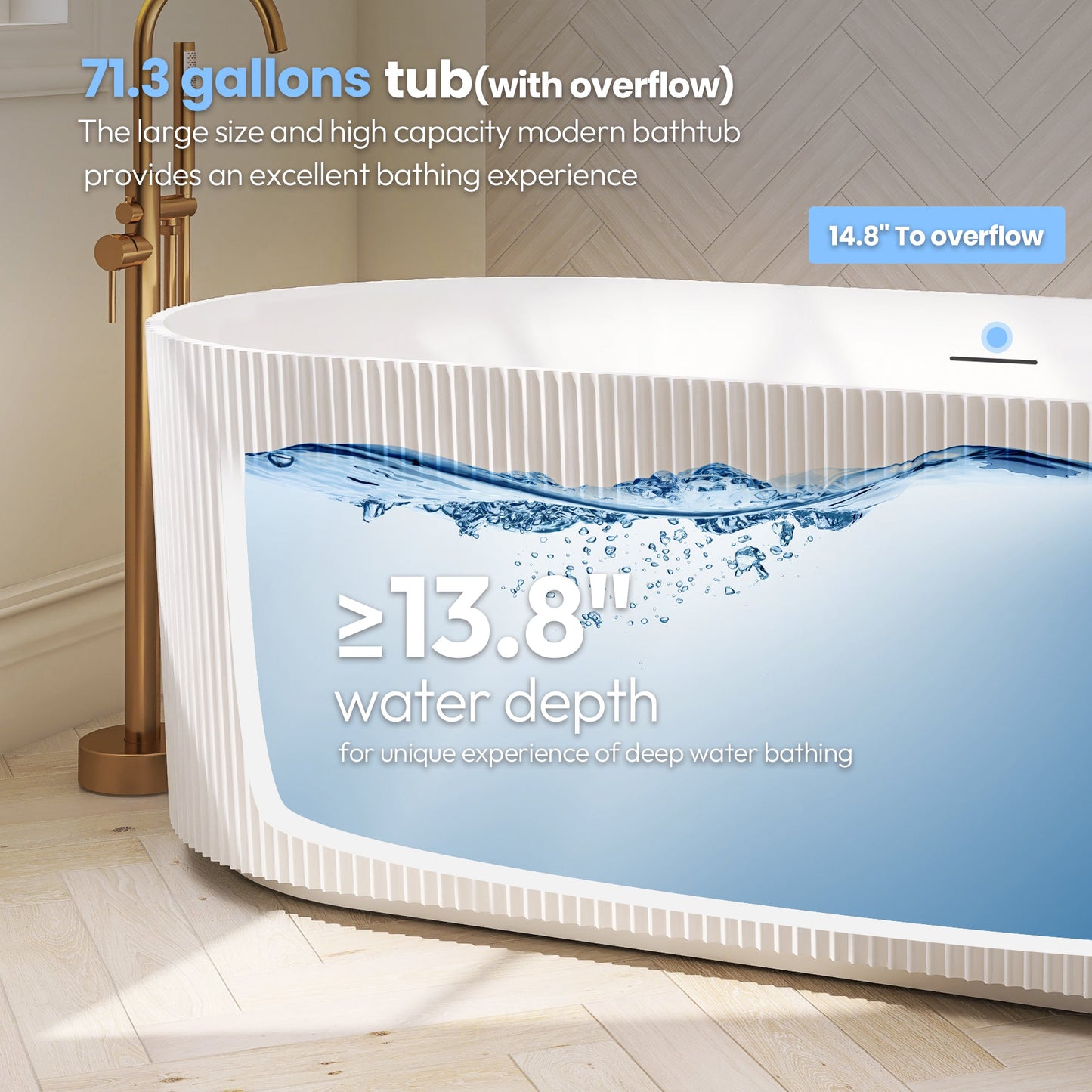Vinnova Linyi 59.1" x 31.5" Soaking Bathtub