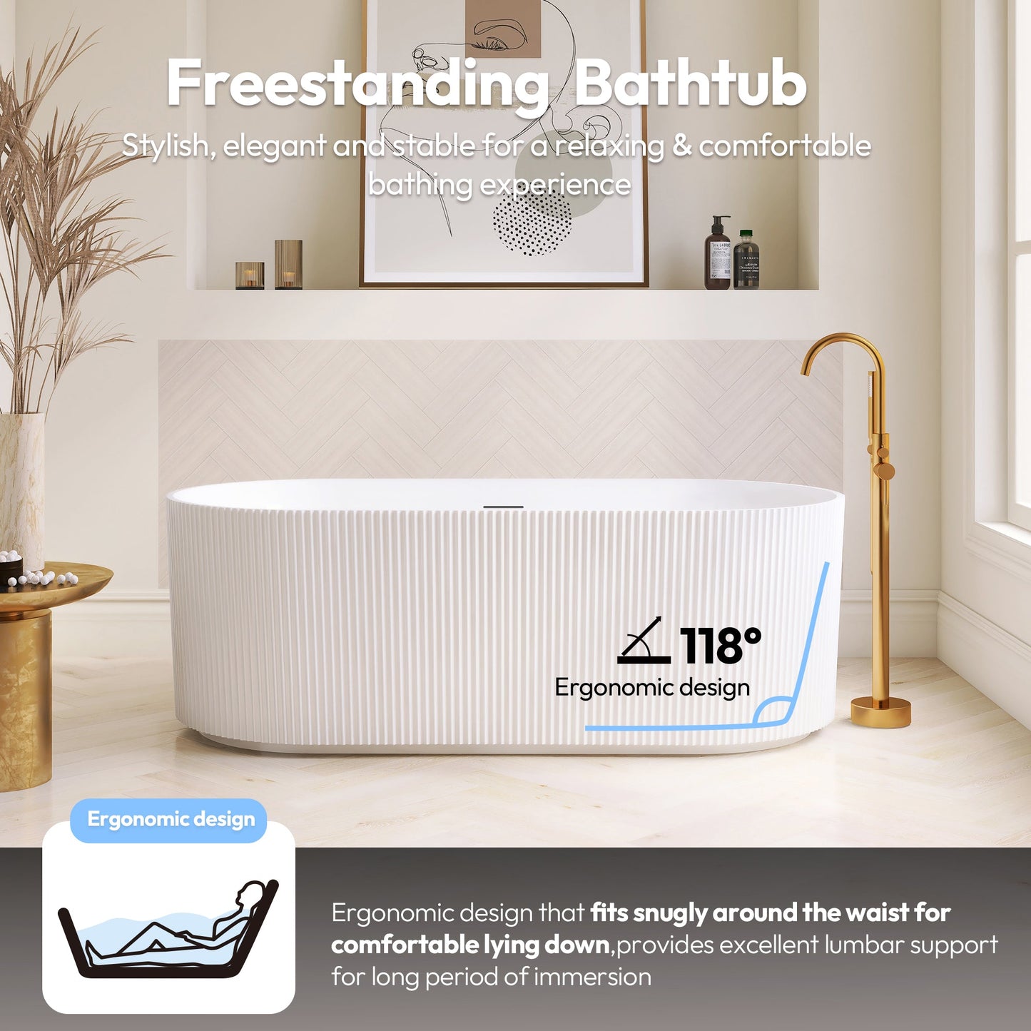Vinnova Linyi 59.1" x 31.5" Soaking Bathtub