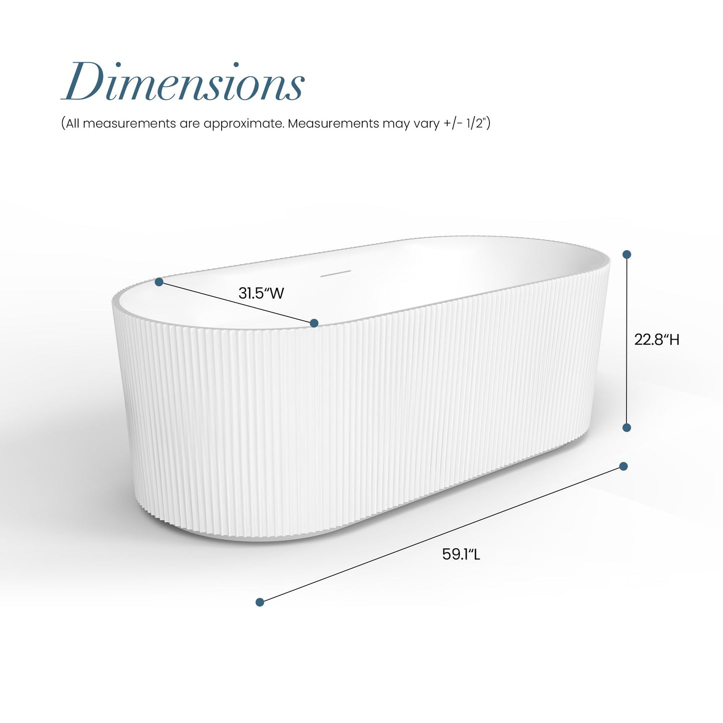 Vinnova Linyi 59.1" x 31.5" Soaking Bathtub