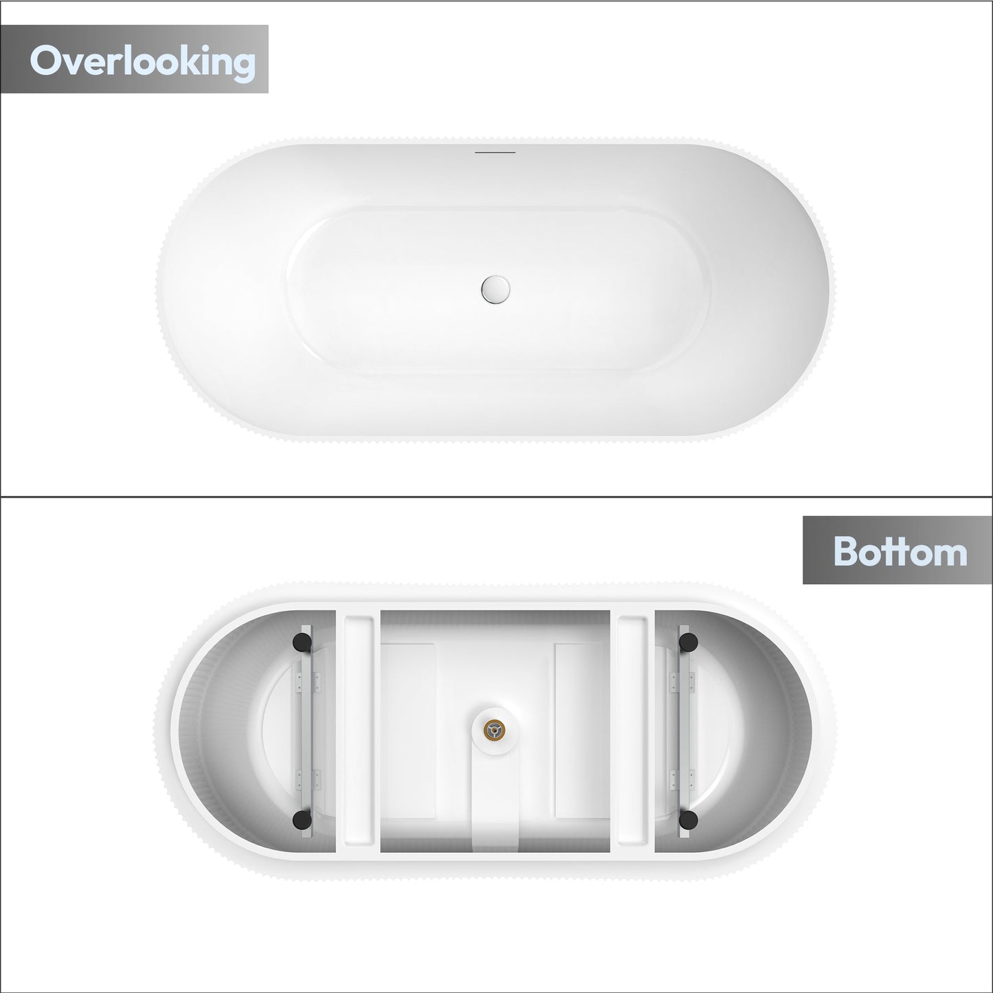Vinnova Linyi 66.9" x 31.5" Soaking Bathtub