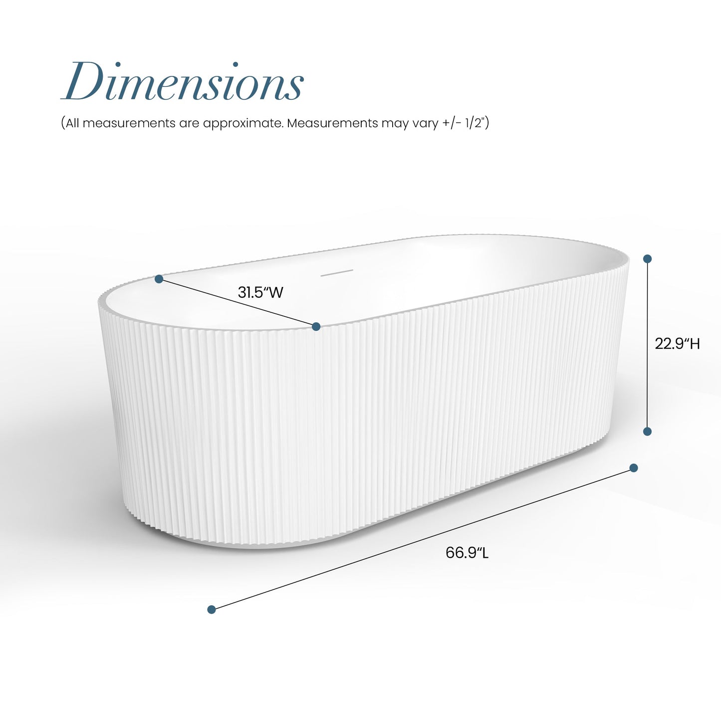 Vinnova Linyi 66.9" x 31.5" Soaking Bathtub