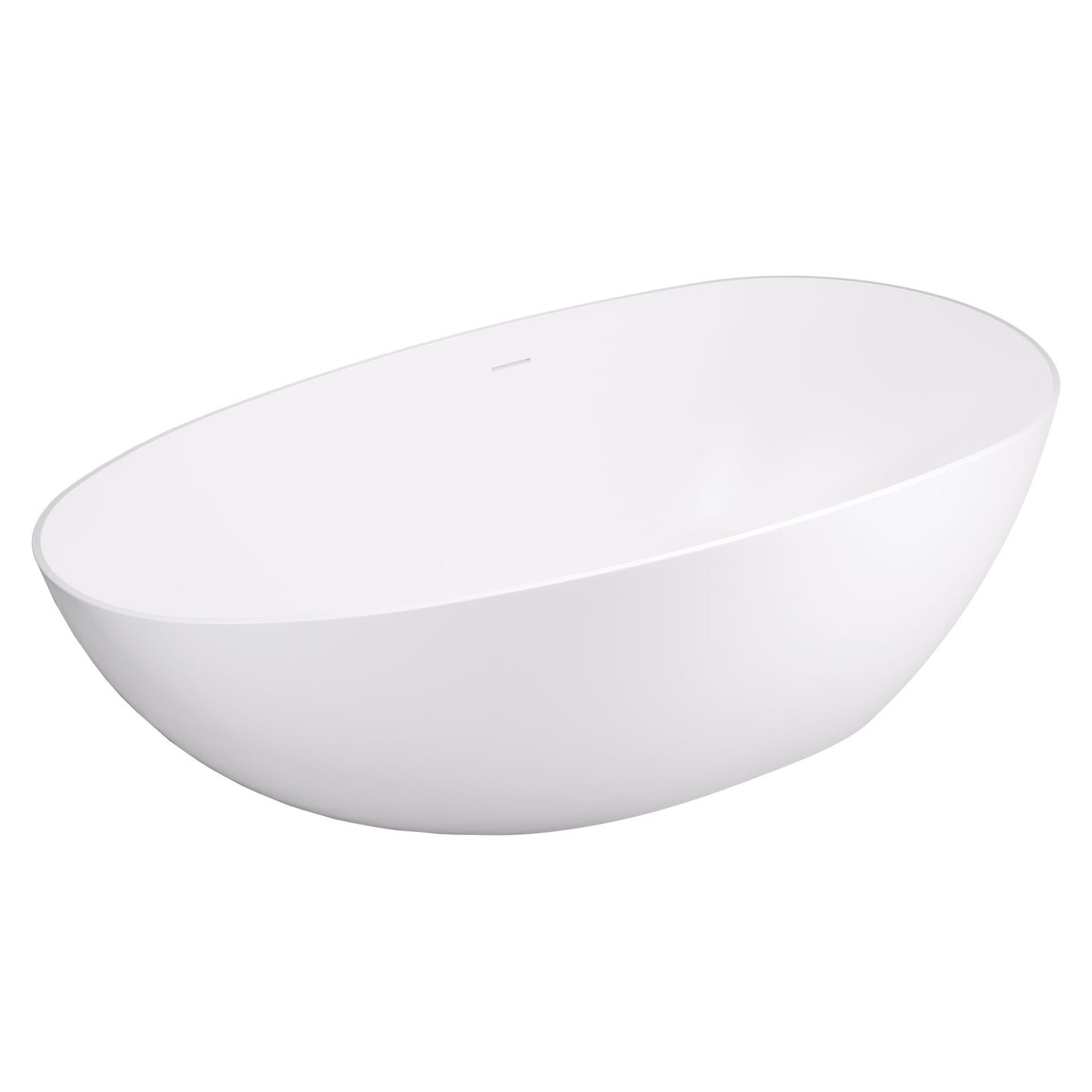 Giotto Solid Surface Soaking Bathtub in Matte White with Matte White Drain and Integrated Overflow