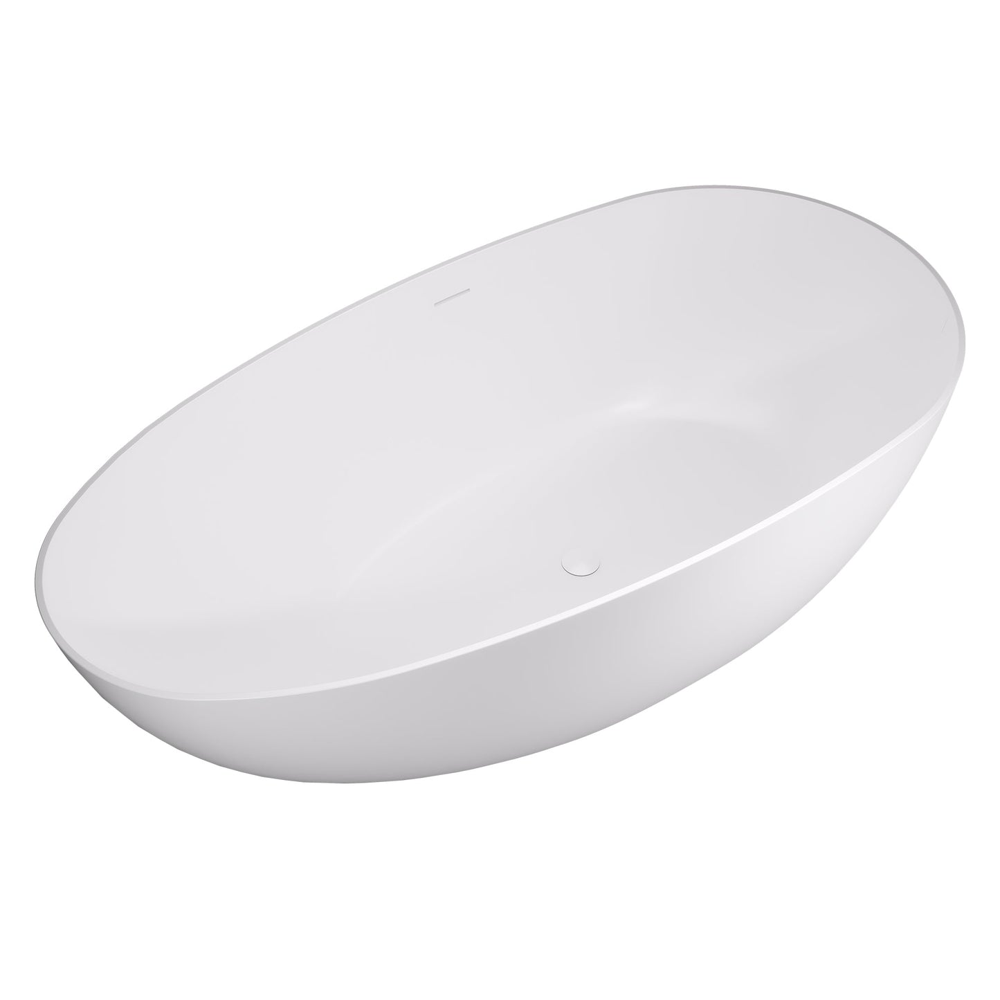Giotto Solid Surface Soaking Bathtub in Matte White with Matte White Drain and Integrated Overflow