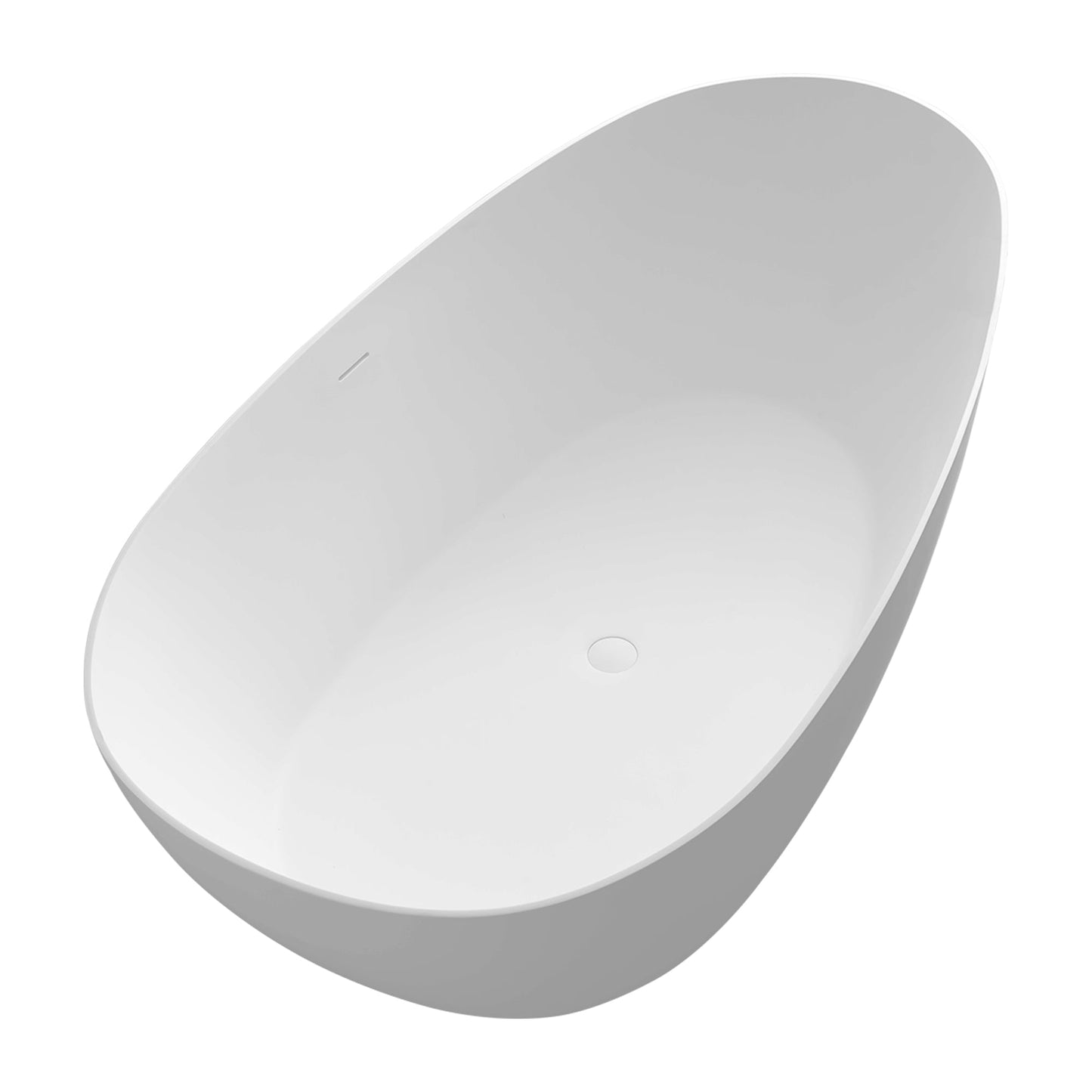 Giotto Solid Surface Soaking Bathtub in Matte White with Matte White Drain and Integrated Overflow