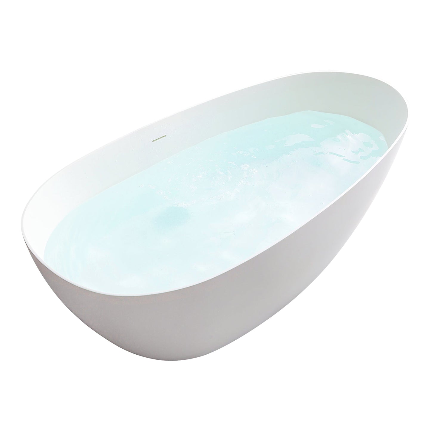 Giotto Solid Surface Soaking Bathtub in Matte White with Matte White Drain and Integrated Overflow