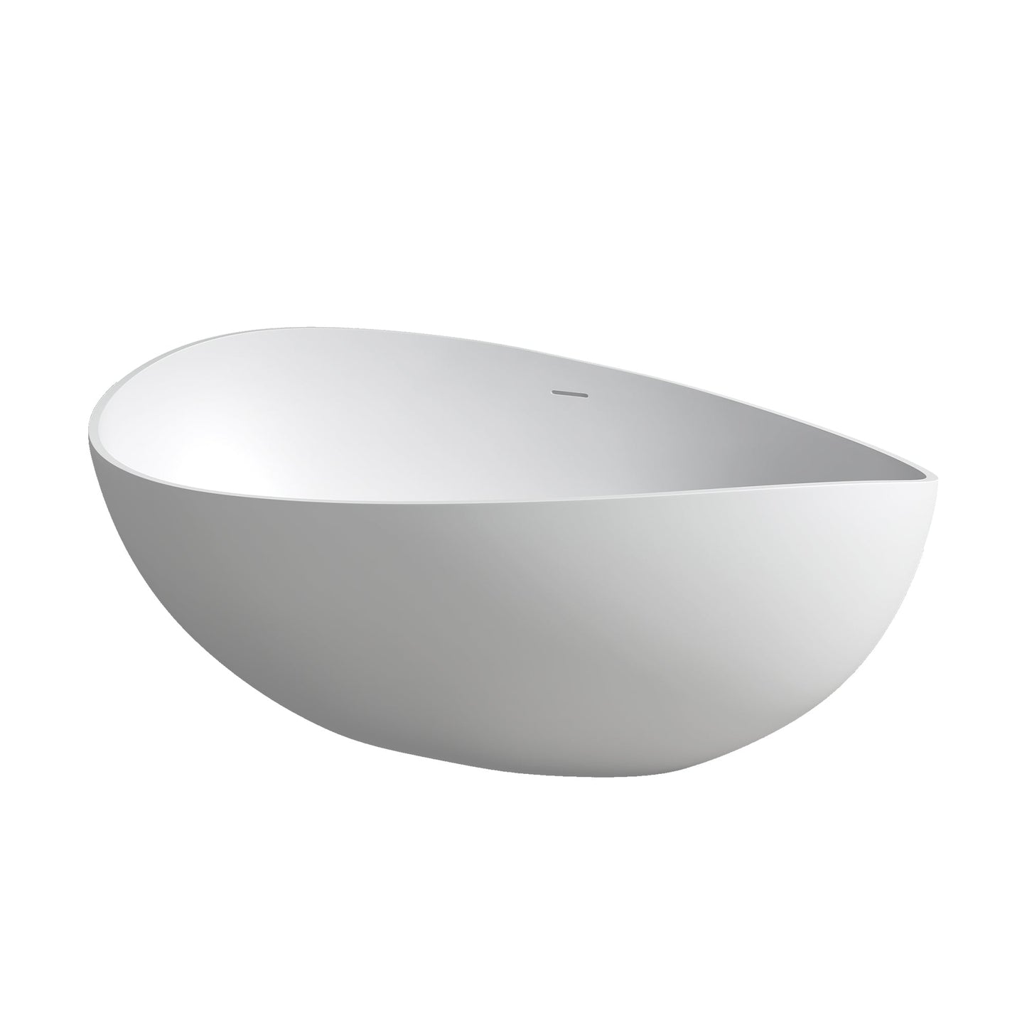 Vespa 63" x 39" Solid Surface Soaking Bathtub with Drain and Integrated Overflow