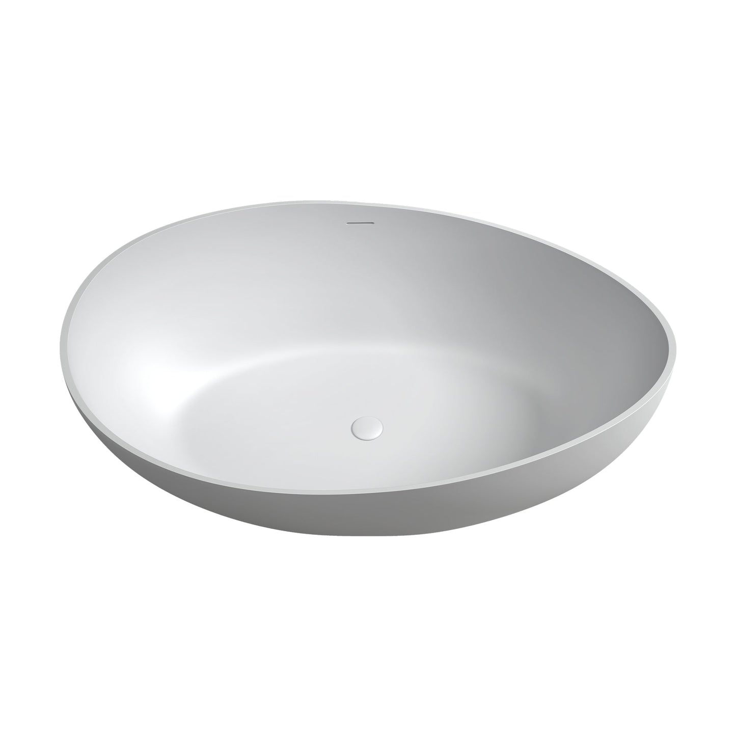 Vespa 63" x 39" Solid Surface Soaking Bathtub with Drain and Integrated Overflow