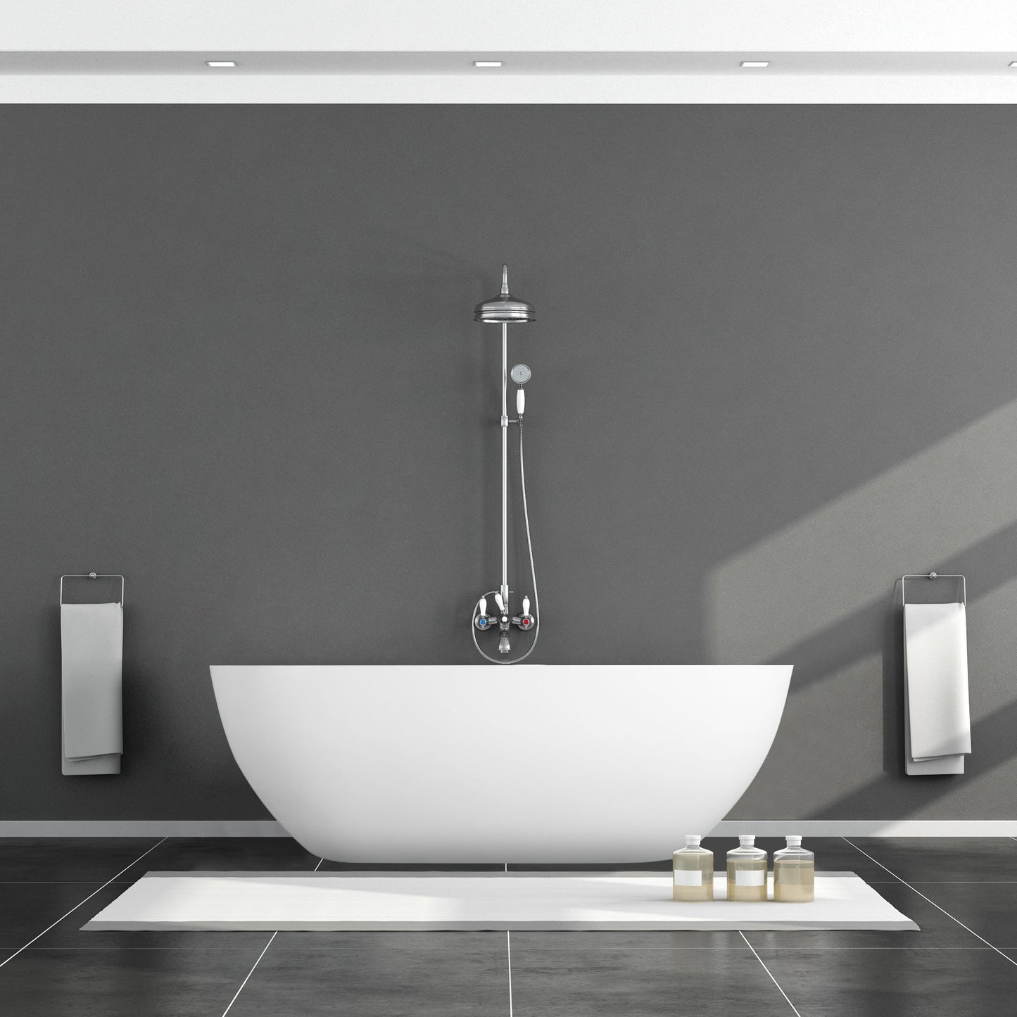 Ryder Solid Surface Soaking Bathtub with Drain and Integrated Overflow