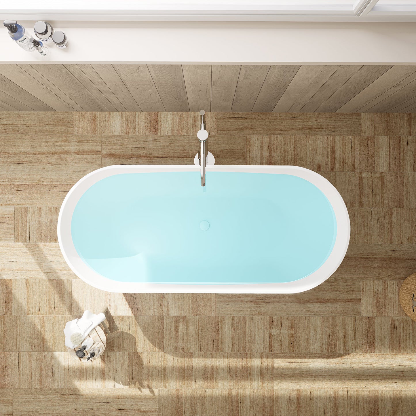 Ryder Solid Surface Soaking Bathtub with Drain and Integrated Overflow