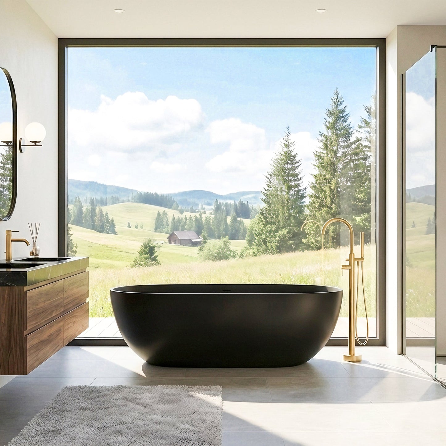 Ryder Solid Surface Soaking Bathtub with Drain and Integrated Overflow