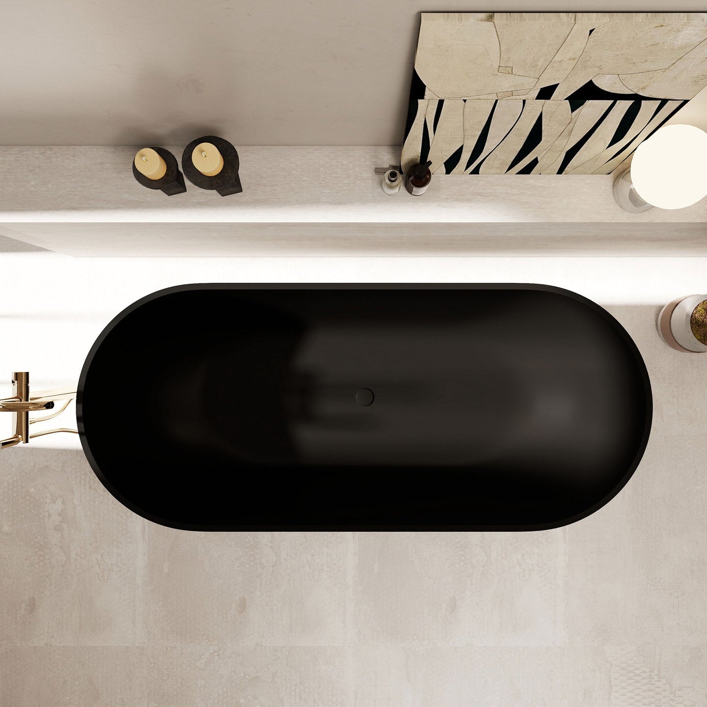 Ryder Solid Surface Soaking Bathtub with Drain and Integrated Overflow
