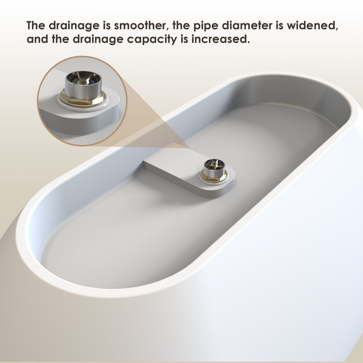 Ryder Solid Surface Soaking Bathtub with Drain and Integrated Overflow