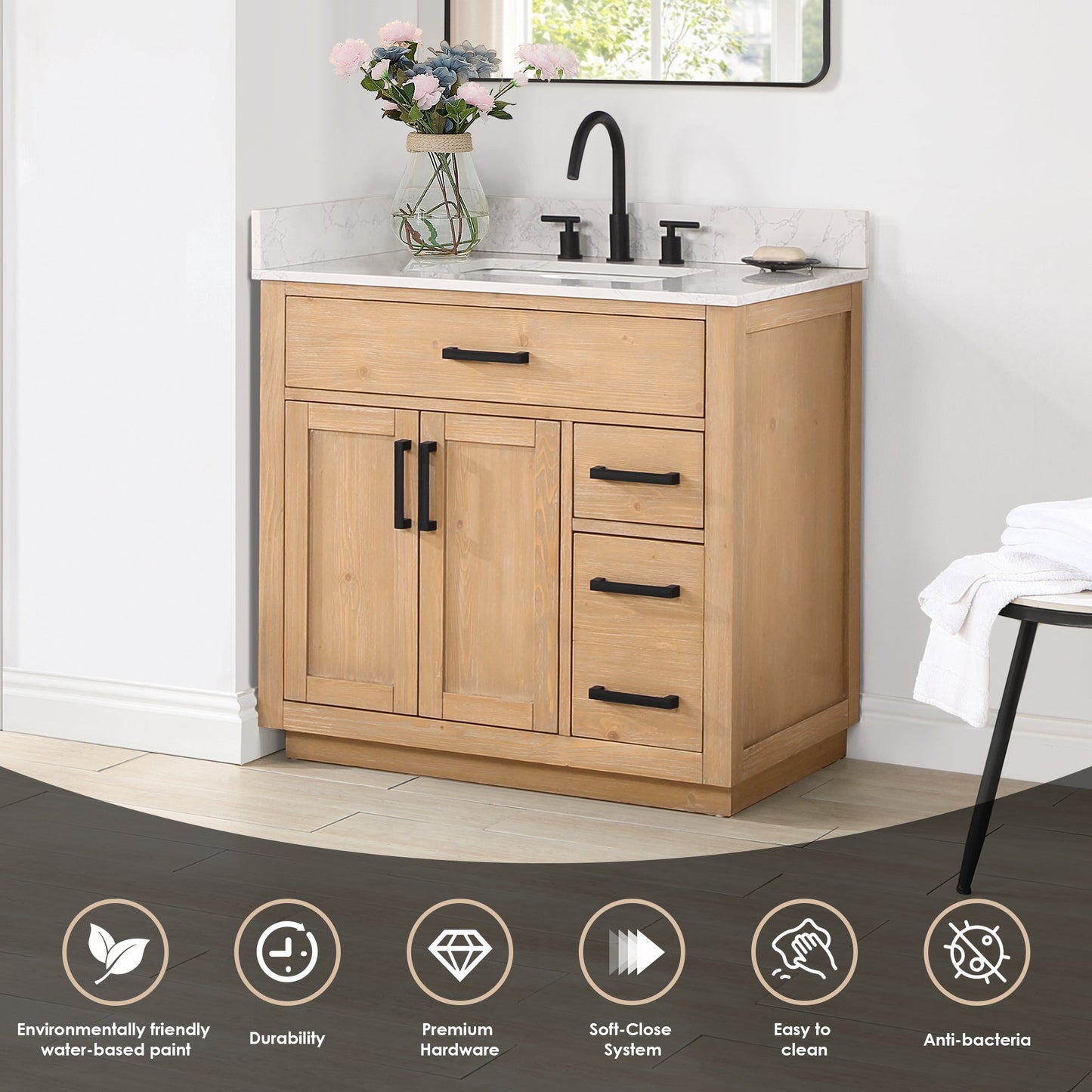 Gavino 36" Single Vanity with Top