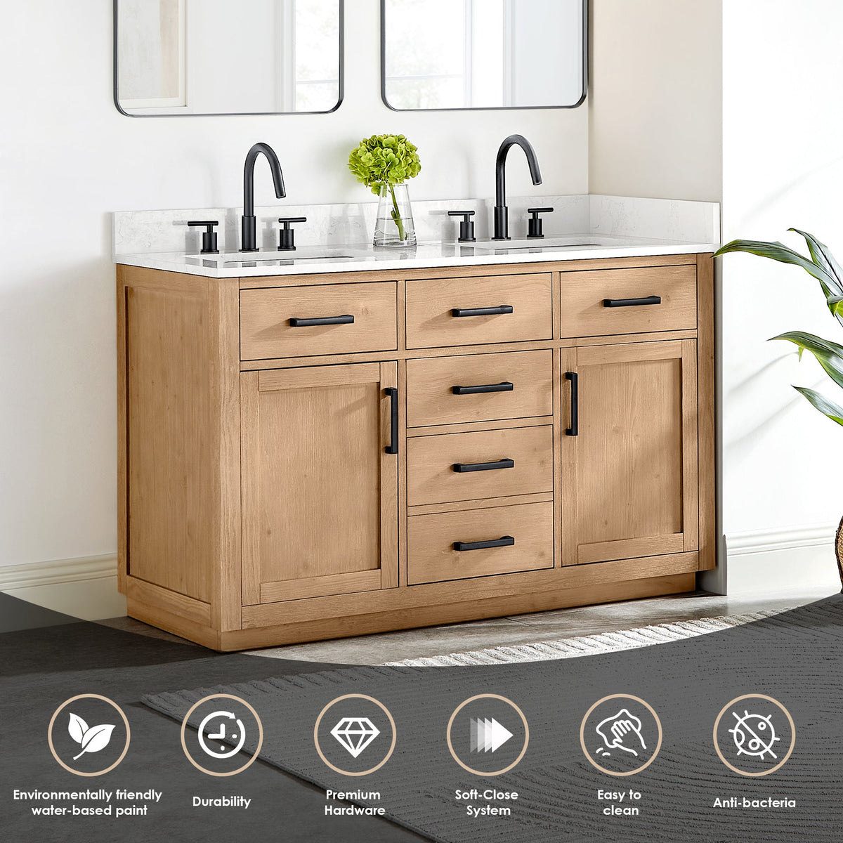 Gavino 54" double vanity with top