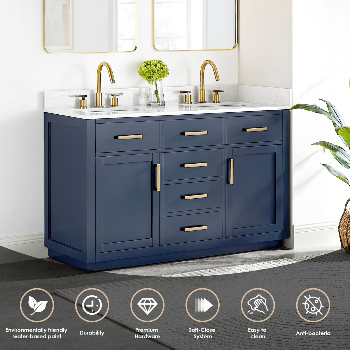 Gavino 54" double vanity with top