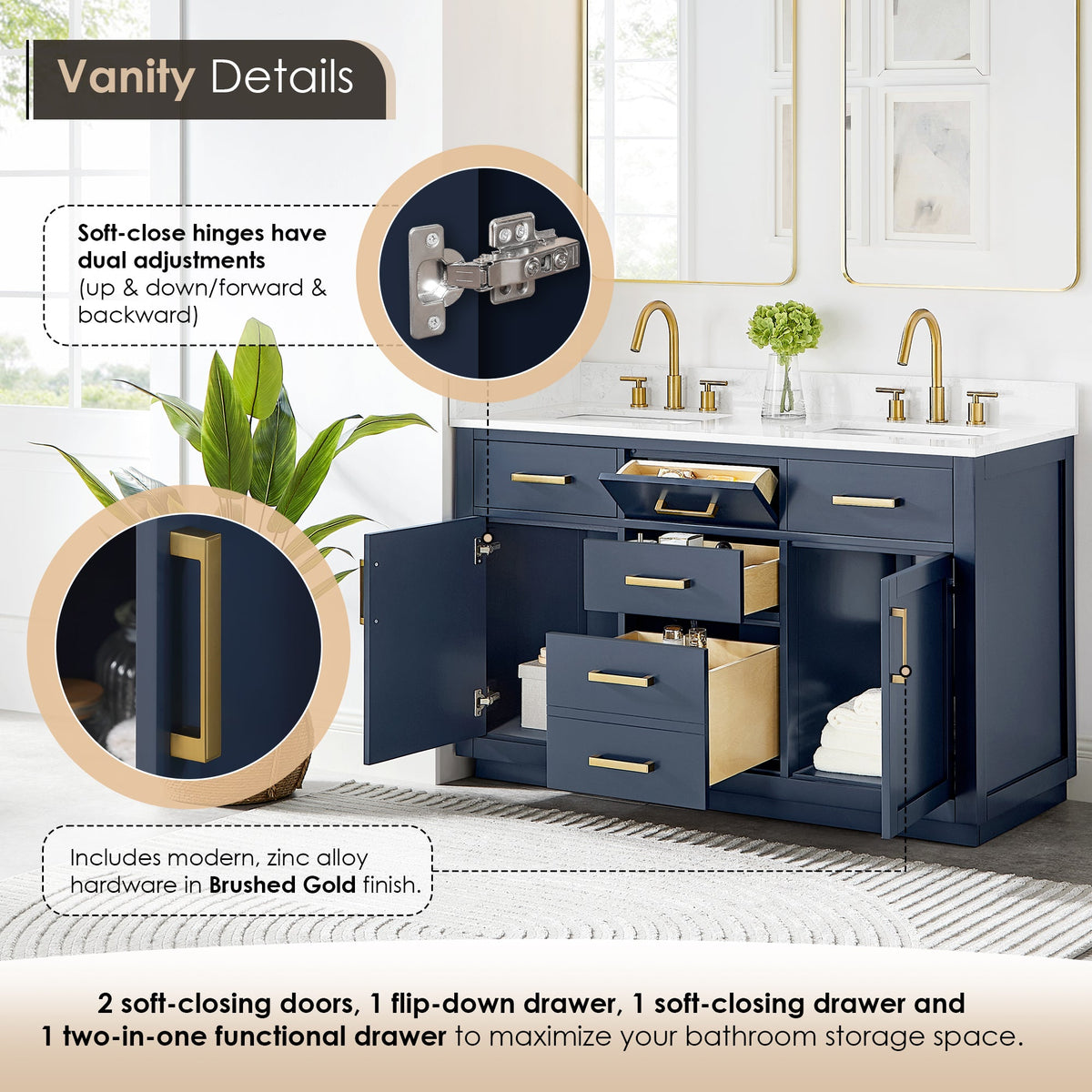 Gavino 54" double vanity with top