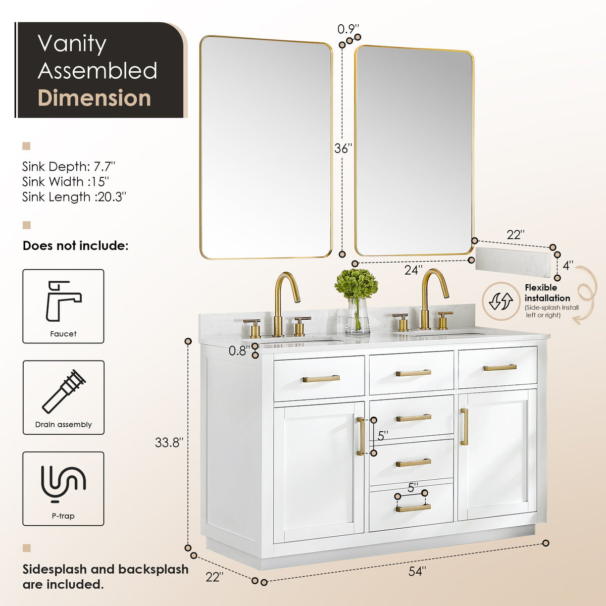 Gavino 54" double vanity with top