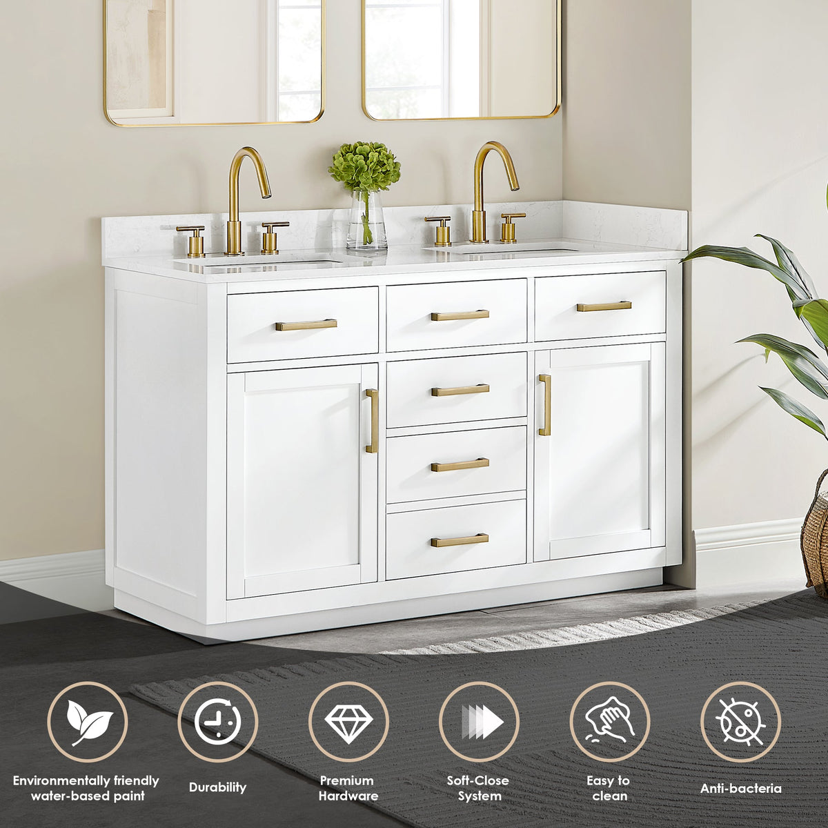 Gavino 54" double vanity with top