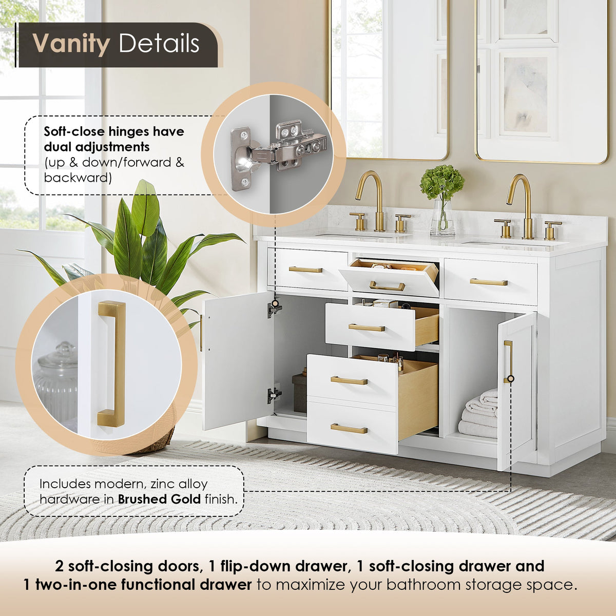 Gavino 54" double vanity with top