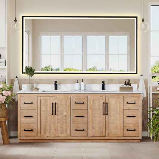 Floral 84" Double Vanity with Top