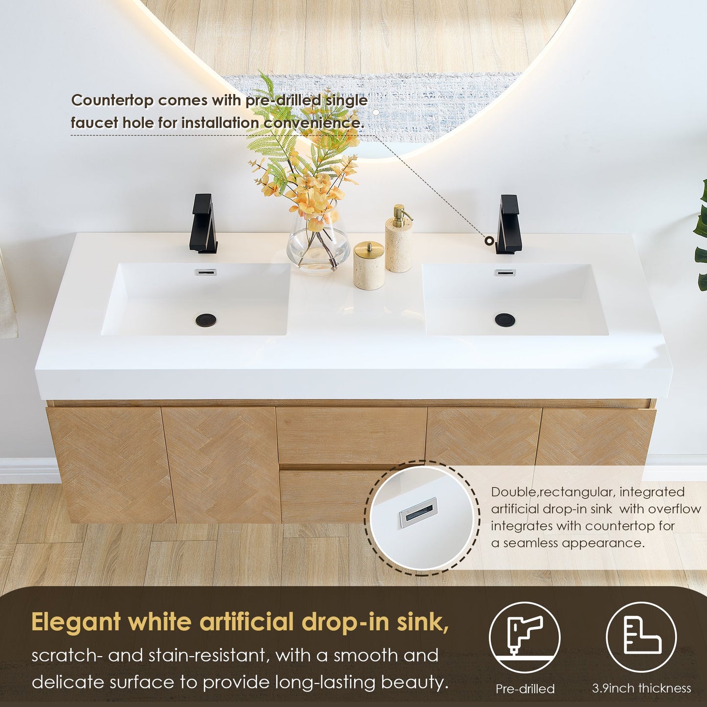 Siena 60" Double Vanity with Top