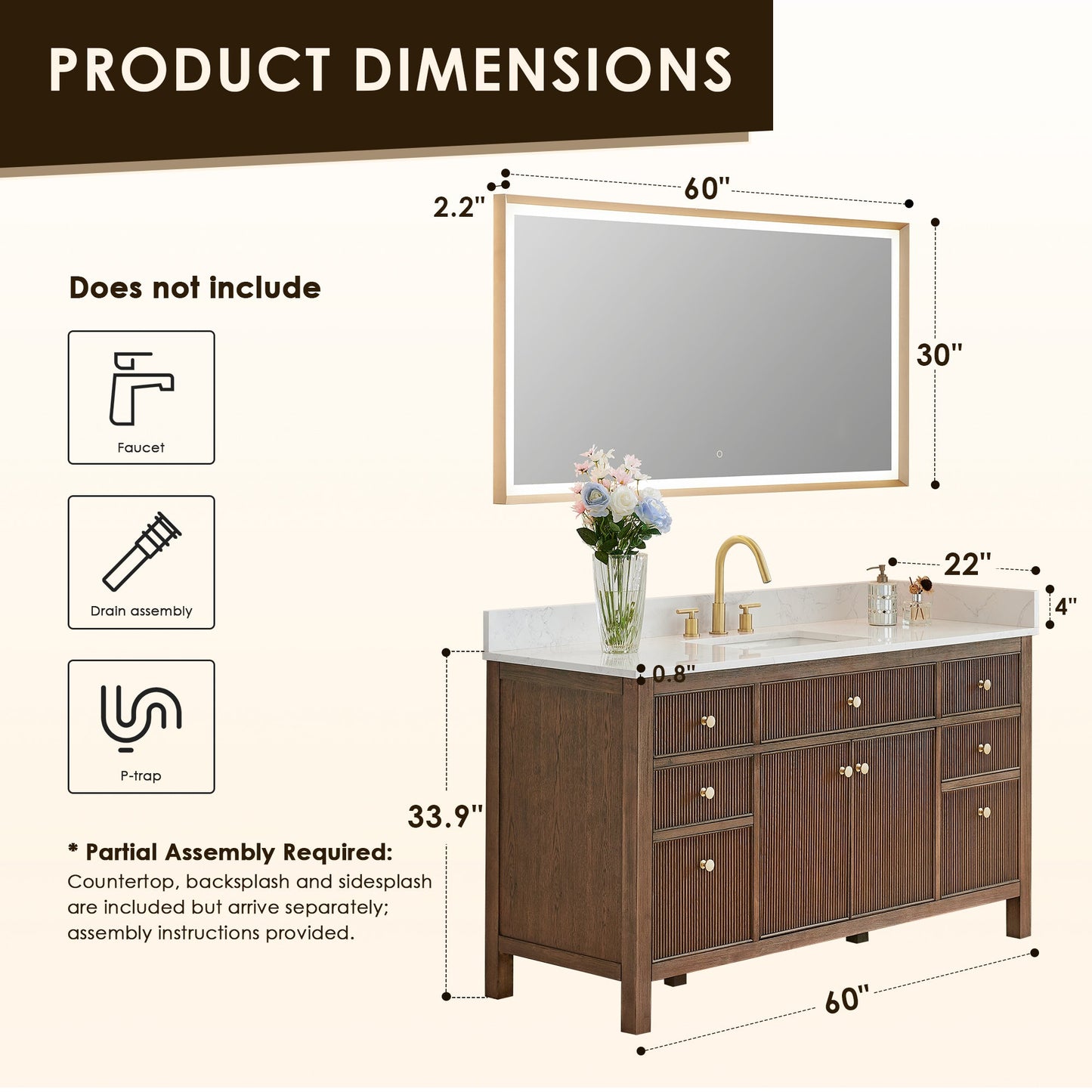 Cerrito 60" Single Vanity with Top