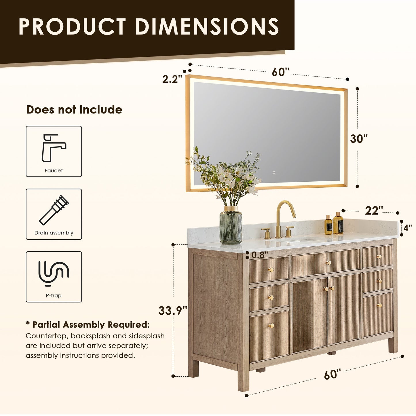 Cerrito 60" Single Vanity with Top