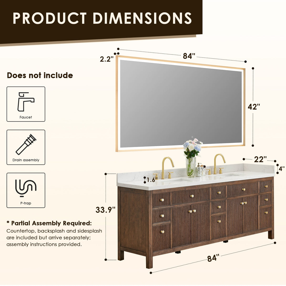 Cerrito 84" Double Vanity with Top