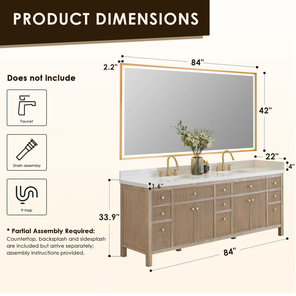 Cerrito 84" Double Vanity with Top