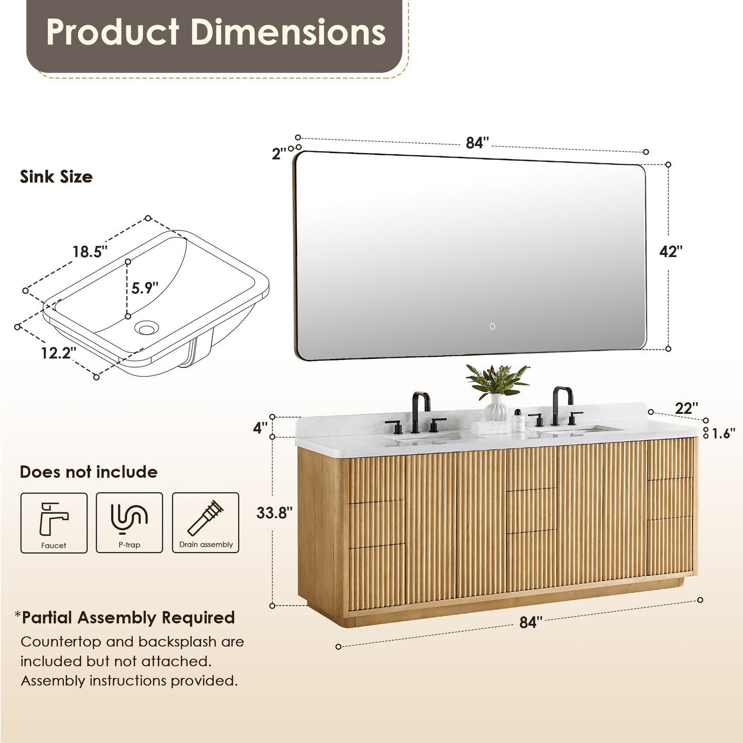 Clayton 84" Double Vanity with Top
